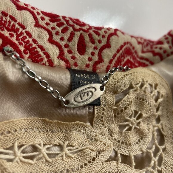 Arden B Women's Blazer Medium Tapestry Style Cropped Red and Cream Vintage y2k - Picture 2 of 9